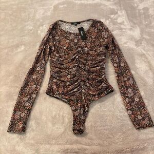 Lulu's Multicolor Floral Long Sleeve Bodysuit NWT